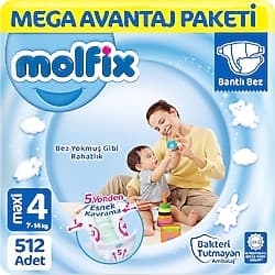 Molfix 4 Numara Maxi 128'li 4 Adet Bebek Bezi ürün görseli
