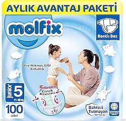 Molfix 5 Numara Junior 100'lü Bebek Bezi ürün görseli