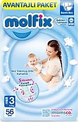 Molfix 3 Numara Midi 56'lı Bebek Bezi ürün görseli