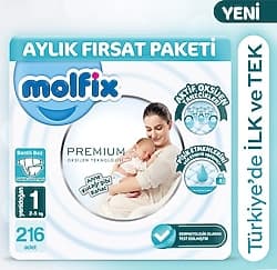 Molfix Premium 1 Numara Yenidoğan 72'li 3 Adet Bebek Bezi ürün görseli