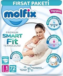 Molfix Premium Smart Fit 1 Numara Yenidoğan 72'li Bebek Bezi ürün görseli