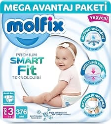 Molfix Premium Smart Fit 3 Numara Midi 94'lü 4 Adet Bebek Bezi ürün görseli