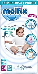 Molfix Premium Smart Fit 4 Numara Maxi 86'lı Bebek Bezi ürün görseli