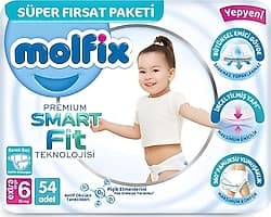 Molfix Premium Smart Fit 6 Numara Ekstra Large 54'lü Bebek Bezi ürün görseli