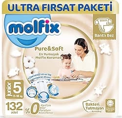 Molfix Pure&Soft 5 Numara Junior 66'lı 2 Adet Bebek Bezi ürün görseli