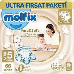Molfix Pure&Soft 5 Numara Junior 66'lı Bebek Bezi ürün görseli
