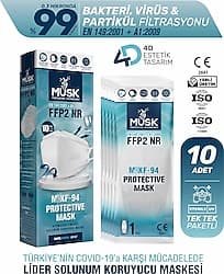 Musk KF94 Kore Tipi FFP2 Maske 10'lu Beyaz ürün görseli