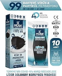 Musk KF94 Kore Tipi FFP2 Maske 10'lu Siyah ürün görseli