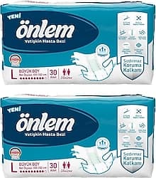 Önlem Tekstil Yüzeyli Belbantlı Büyük Boy L 30'lu 2 Adet Hasta Bezi ürün görseli