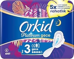 Orkid Platinum Gece Boy 3 Hijyenik Ped 6'lı ürün görseli