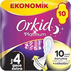 Orkid Platinum Gece Ekstra 10'lu Hijyenik Ped ürün görseli