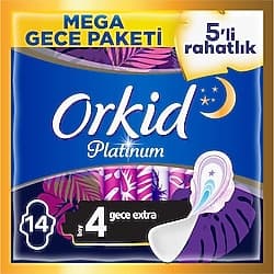 Orkid Platinum Gece Extra Boy 4 Hijyenik Ped 14'lü ürün görseli