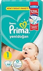 Prima Aktif 1 Numara Yenidoğan 44'lü Bebek Bezi ürün görseli