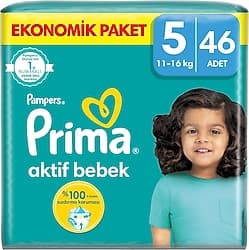 Prima Aktif 5 Numara Junior 46'lı Bebek Bezi ürün görseli