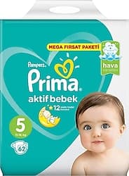 Prima Aktif 5 Numara Junior 62'li Bebek Bezi ürün görseli