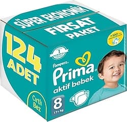 Prima Aktif 8 Numara XXX Large 31'li 4 Adet Bebek Bezi ürün görseli