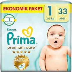 Prima Premium Care 1 Numara Yenidoğan 33'lü Bebek Bezi ürün görseli