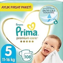 Prima Premium Care 5 Numara Junior 108'li Bebek Bezi ürün görseli