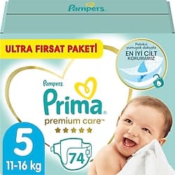 Prima Premium Care 5 Numara Junior 74'lü Bebek Bezi ürün görseli
