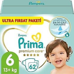 Prima Premium Care 6 Numara Extra Large 62'li Bebek Bezi ürün görseli