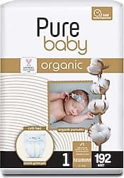 Pure Baby Organik Pamuklu 1 Numara Yenidoğan 64'lü 3 Adet Bebek Bezi ürün görseli