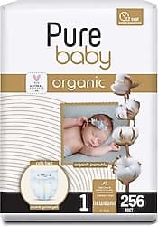 Pure Baby Organik Pamuklu 1 Numara Yenidoğan 64'lü 4 Adet Bebek Bezi ürün görseli
