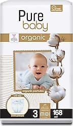 Pure Baby Organik Pamuklu 3 Numara Midi 56'lı 3 Adet Bebek Bezi ürün görseli