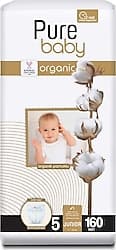 Pure Baby Organik Pamuklu 5 Numara Junior 40'lı 4 Adet Bebek Bezi ürün görseli