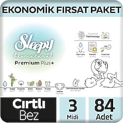 Sleepy Bio Natural 3 Numara Midi 84'lü Bebek Bezi ürün görseli