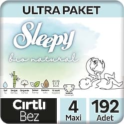 Sleepy Bio Natural 4 Numara Maxi 192'li Bebek Bezi ürün görseli