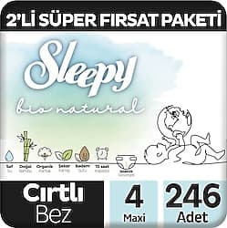 Sleepy Bio Natural 4 Numara Maxi 82'li 3 Adet Bebek Bezi ürün görseli
