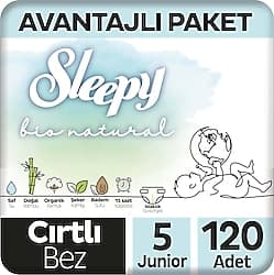 Sleepy Bio Natural 5 Numara Junior 120'li Bebek Bezi ürün görseli