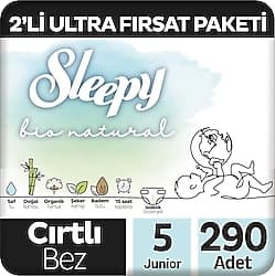 Sleepy Bio Natural 5 Numara Junior 58'li 5 Adet Bebek Bezi ürün görseli