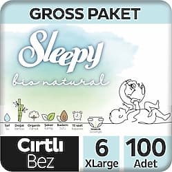 Sleepy Bio Natural 6 Numara X Large 100'lü Bebek Bezi ürün görseli