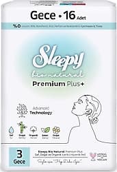 Sleepy Bio Natural Premium Plus 3 Gece 16'lı Hijyenik Ped ürün görseli