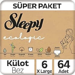 Sleepy Ecologic 6 Numara Xlarge 32'li 2 Adet Külot Bez ürün görseli