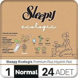 Sleepy Ecologic Premium Plus Hijyenik Ped Normal 24'lü ürün görseli