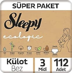 Sleepy Ecologic 3 Numara Midi 56'lı 2 Adet Külot Bez ürün görseli