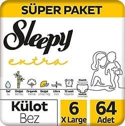 Sleepy Extra Günlük Aktivite 6 Numara X Large 32'li 2 Adet Külot Bez ürün görseli