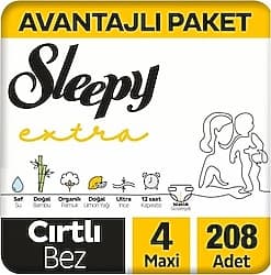 Sleepy Extra Günlük Aktivite 4 Numara Maxi 208'li Bebek Bezi ürün görseli