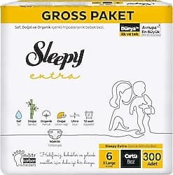 Sleepy Extra Günlük Aktivite 6 Numara X Large 100'lü 3 Adet Bebek Bezi ürün görseli