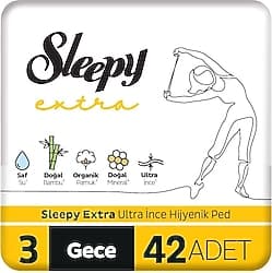 Sleepy Extra Ultra İnce Hijyenik Ped Boy 3 Gece 42'li ürün görseli