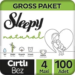 Sleepy Natural 4 Numara Maxi 100'lü Bebek Bezi ürün görseli