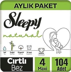 Sleepy Natural 4 Numara Maxi 104'lü Bebek Bezi ürün görseli