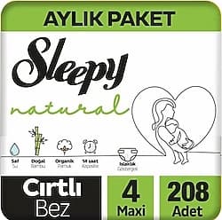 Sleepy Natural 4 Numara Maxi 208'li Bebek Bezi ürün görseli