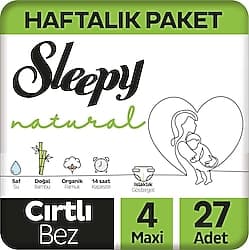 Sleepy Natural 4 Numara Maxi 27'li Bebek Bezi ürün görseli