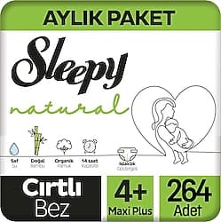 Sleepy Natural 4+ Numara Maxi Plus 66'lı 4 Adet Bebek Bezi ürün görseli