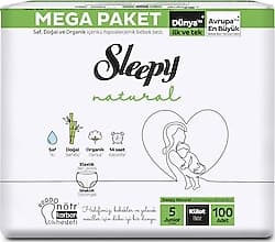 Sleepy Natural 5 Numara Junior 100'lü Külot Bez ürün görseli