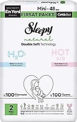 Sleepy Natural Double Soft 2 Numara Mini 48'li Bebek Bezi ürün görseli