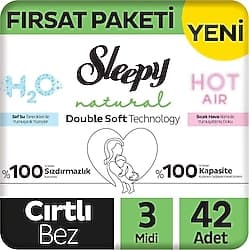 Sleepy Natural Double Soft 3 Numara Midi 42'li Bebek Bezi ürün görseli